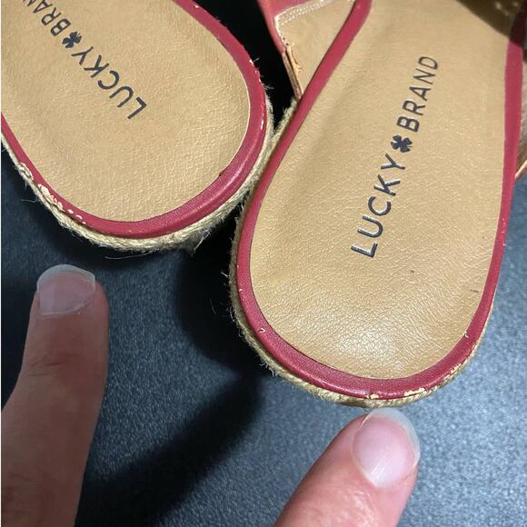 Lucky Brand Womens Keela Leather Espadrille Sandals US Size 10M Slip On FLAW - Picture 6 of 7